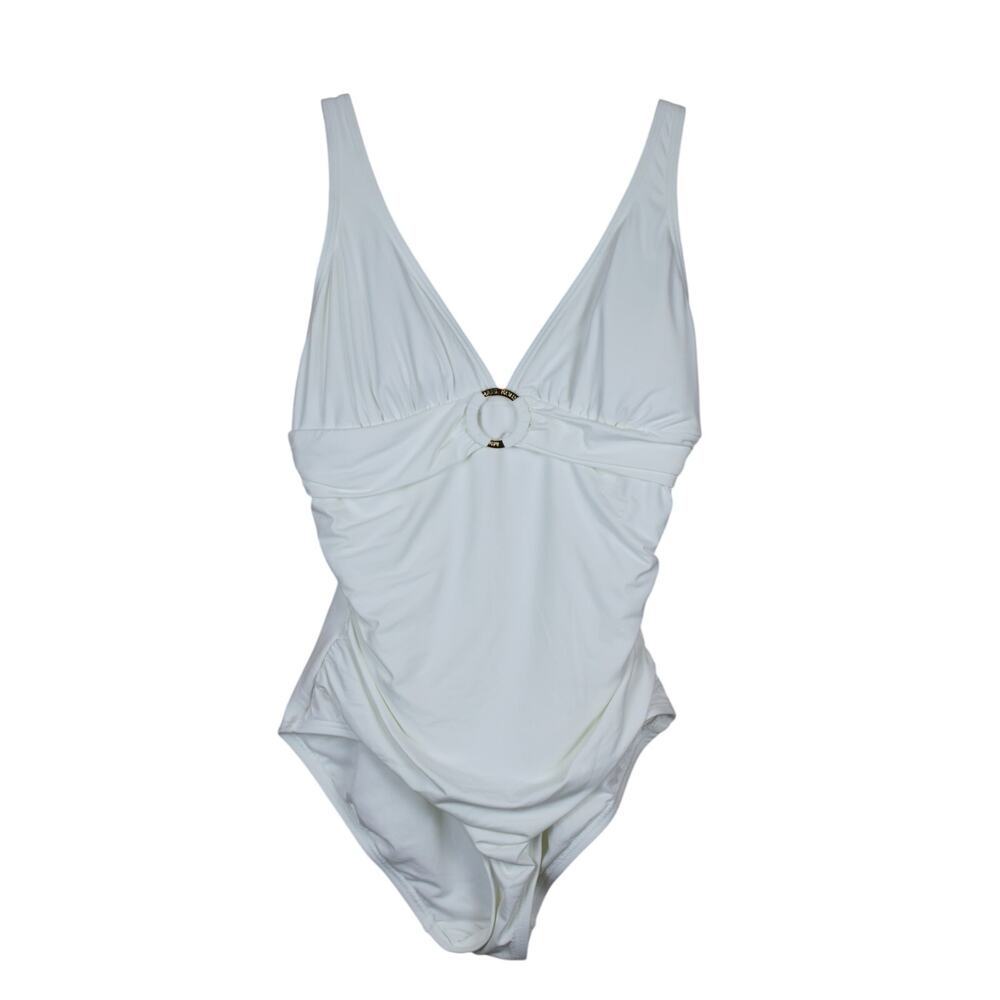 Michael Kors O-Ring White One Piece Bathing Suit Swimwear Size 10